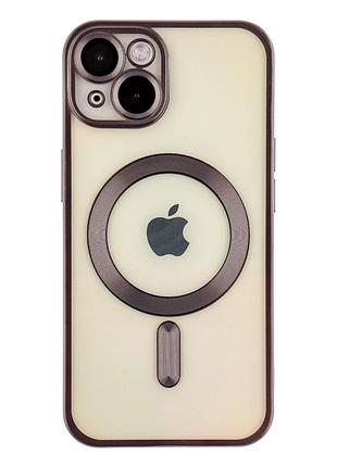Чехол tpu metallic chrome full camera с magsafe для iphone 15 защитный черный