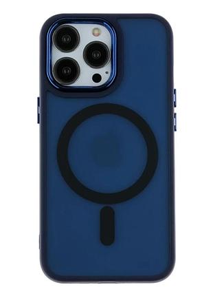 Чехол tpu pc с magsafe для iphone 13 pro противоударный защитный темно-синий
