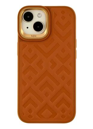 Чехол противоударный kajsa briquette для iphone 15 tpu pc коричневый с защитой камеры