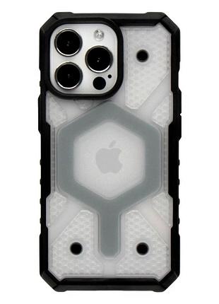 Чехол tpu+pc armorhex magnetic case для iphone 14 pro прозрачный серый с magsafe и защитой камеры