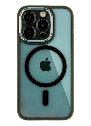 Чехол tpu pc metal с magsafe для iphone 15 pro защита камеры черный