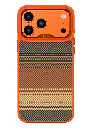 Чехол противоударный kajsa resort collection для iphone 17 pro с magsafe orange plus o-ring с микрофиброй внутри