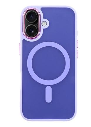 Чехол tpu+pc space magnetic color с magsafe для iphone 16 plus защитный фиолетовый