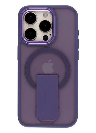 Чехол tpu+pc flexguard magnetic ring stand для iphone 15 pro max с защитой камеры фиолетовый