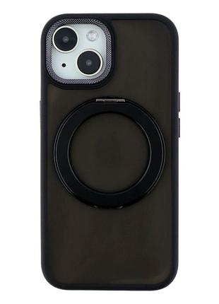 Чохол tpu+pc mag 360 spin case для iphone 15 чорний із мікрофіброю всередині протиударний