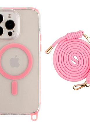 Чехол tpu+pc lanyardcase с magsafe для iphone 13 pro защитный розовый