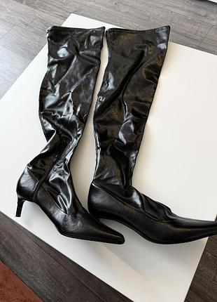 Сапоги-ботфорты на шпильке zara 41