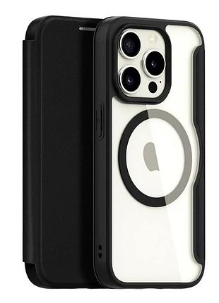 Чохол-книжка dux ducis skin x pro з magsafe для iphone 15 pro max захисний з tpu і pc чорний