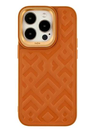 Чехол противоударный kajsa briquette collection для iphone 14 pro tpu pc коричневый с защитой камеры