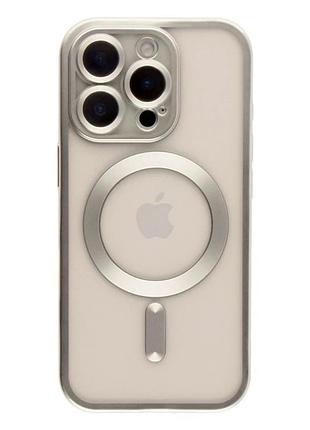 Чохол tpu metallic chrome full camera з magsafe для iphone 16 pro max захист камери сріблястий