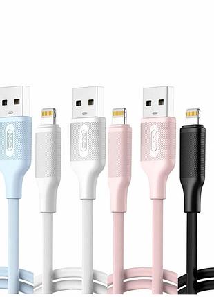 Кабель usb lightning 2.4 a 1м 30 шт. чорний білий блакитний рожевий xo-nb265