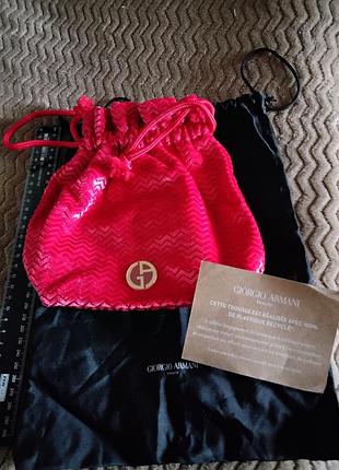 Брендова оксамитова косметичка giorgio armani beauty 21×18 см