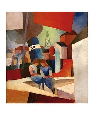 Листівка august macke - harbor picture with children on the wall duisburg harbor, 1914
