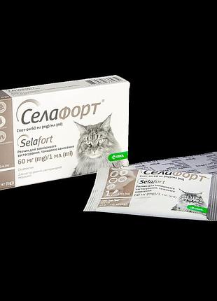 Капли от блох клещей и гельминтов для кошек 7,6 - 10 кг selafort (селафорт) by krka, 60 мг/ 1 мл