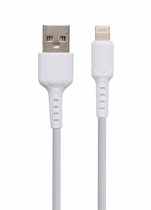 Кабель usb lightning 1 м білий borofone bx16 для швидкого заряджання пристроїв із пластику та металу