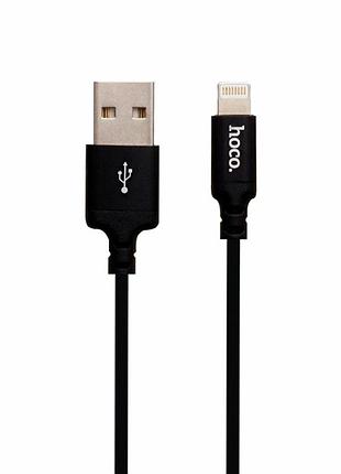 Кабель usb lightning 1 м hoco x14 times speed чорний конектори usb male lightning металеві обплетення текстильна
