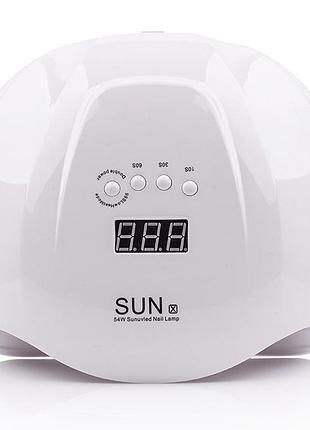 Лампа для сушіння нігтів sun x uv+led 54 вт white