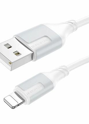 Кабель usb lightning 2.4 a 1 м білий для заряджання та передавання даних borofone bx101