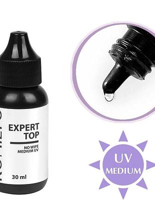 Универсальный топ komilfo expert top для гель-лака без лс с умеренным uv фильтром, 30 мл