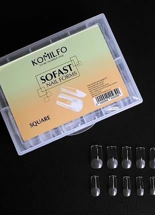 Гелевые типсы komilfo sofast nail forms square, 240 шт