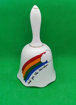 Вінтажний керамічний дзвоник «look for the rainbow» 🌈 1980-ті роки