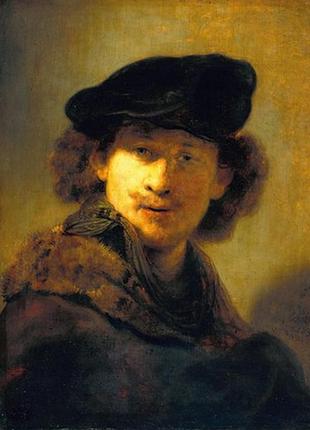 Открытка rembrandt - self-portrait with velve beret