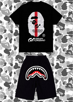 Мужской летний комплект bape шорты и футболка туречня