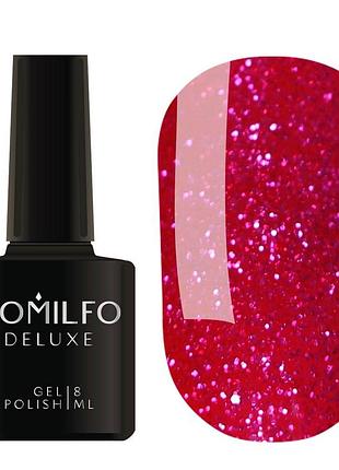 Гель-лак glitter colletion g026 (насичений рожевий із світло-рожевими блискітками) komilfo, 8 мл