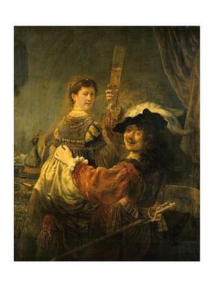 Листівка rembrandt — self-portrait with saskia