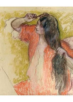Листівка edgar degas - woman in red bathrobe combing her hair, c. 1889