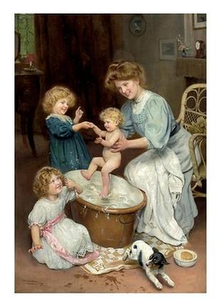 Открытка baby's bath time