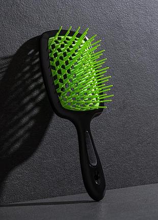 Расчёска для волос hollow comb superbrush plus black-green
