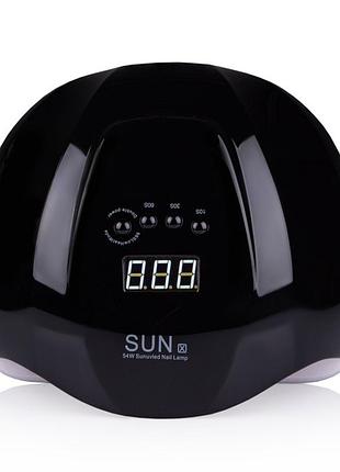Лампа для сушки ногтей sun x uv+led 54 вт black