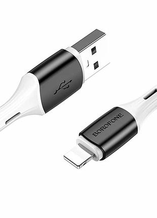 Кабель usb lightning 2.4 a 1 м чорний силікон borofone bx79