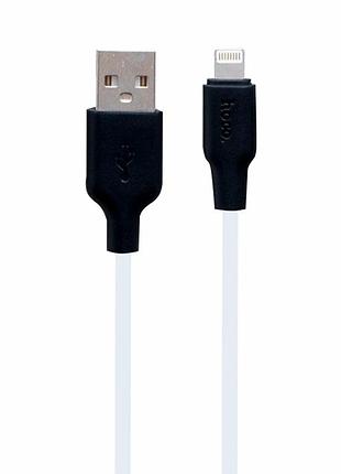 Кабель usb lightning 2 м 3 а силіконовий чорно-білий для iphone ipad hoco x21 plus