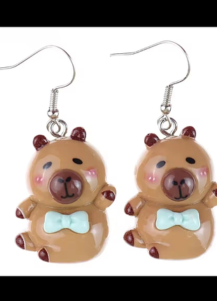 Веселые серьги "капибара с бантиком" 🐹🎀