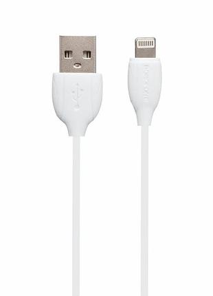 Кабель usb lightning 2.4 а 1 м білий borofone bx19 benefit пластиковий