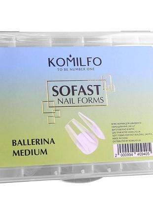 Гелевые типсы komilfo sofast nail forms ballerina medium, 240 шт