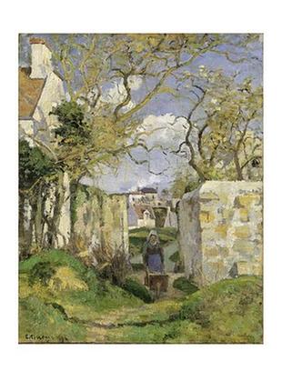 Листівка camille pissarro - peasant woman with a wheelbarrow, the 'rondest house', pontoise