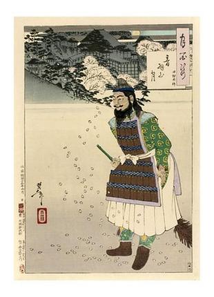 Листівка японське мистецтво - the ghost of sakanoue no tamuramaro by moonlight at mt. otowa, 1886