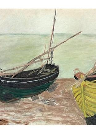 Открытка claude monet - study of boats on the beach at etretat, 1885