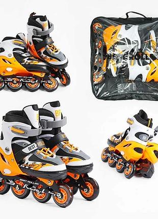 Дитячі ковзани best roller 64933-l /38-42/ помаранчеві, зі світлом спереду, колеса 7 см, устілка 24.5-26.5 см, в сумці