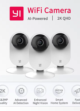 Камера yi home 2k pro family pack 3-x eu plug mod:yys.62121 3mp 3шт. white