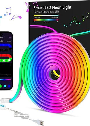 Неоновая led лента 3м rgb bluetooth приложение синхронизация музыки usb декоративная подсветка
