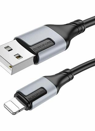 Кабель usb lightning 2.4 a 1 м чорний для заряджання та синхронізації borofone bx101 creator