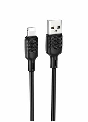 Кабель usb lightning 2.4 a 2 м силіконовий чорний для заряджання та передавання даних borofone bx113
