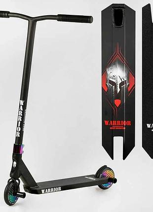Трюковой самокат best scooter т-60738 warrior с hic-системой, алюминиевыми пегами и декой, pu колесами 120 мм, ширина руля 58 см