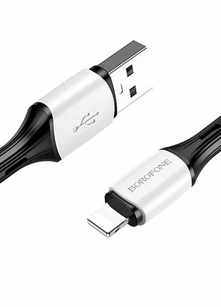 Кабель usb lightning 2.4a 1м силиконовый для iphone ipad borofone bx79 белый