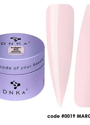 Гель для нігтів dnka builder gel №0019 margaret пастельно-рожевий, 30мл