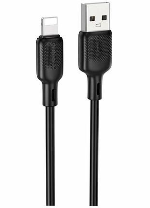 Кабель usb lightning 2.4a 3м силиконовый черный borofone bx113 для зарядки и передачи данных